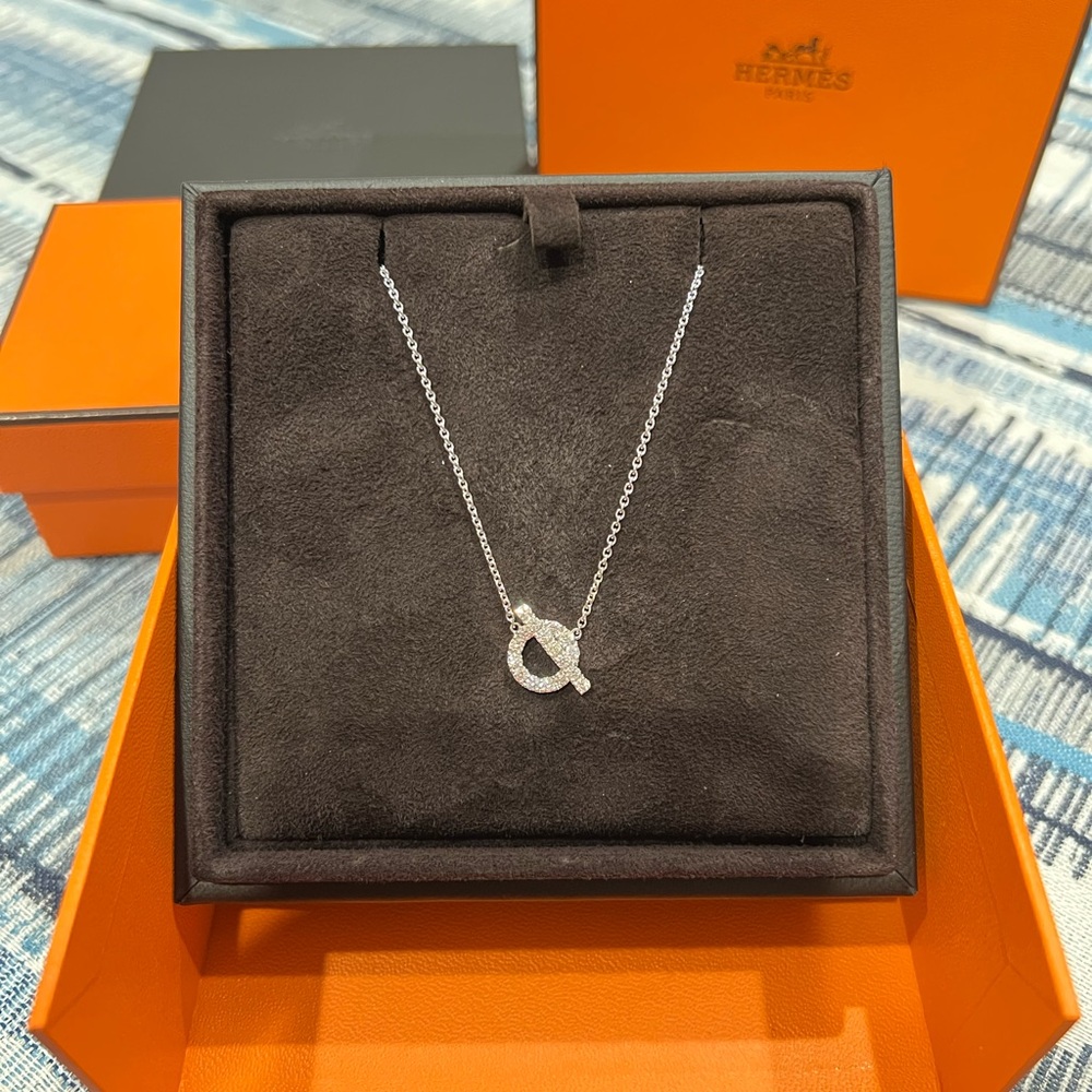 Hermes Silver Pendant Necklace